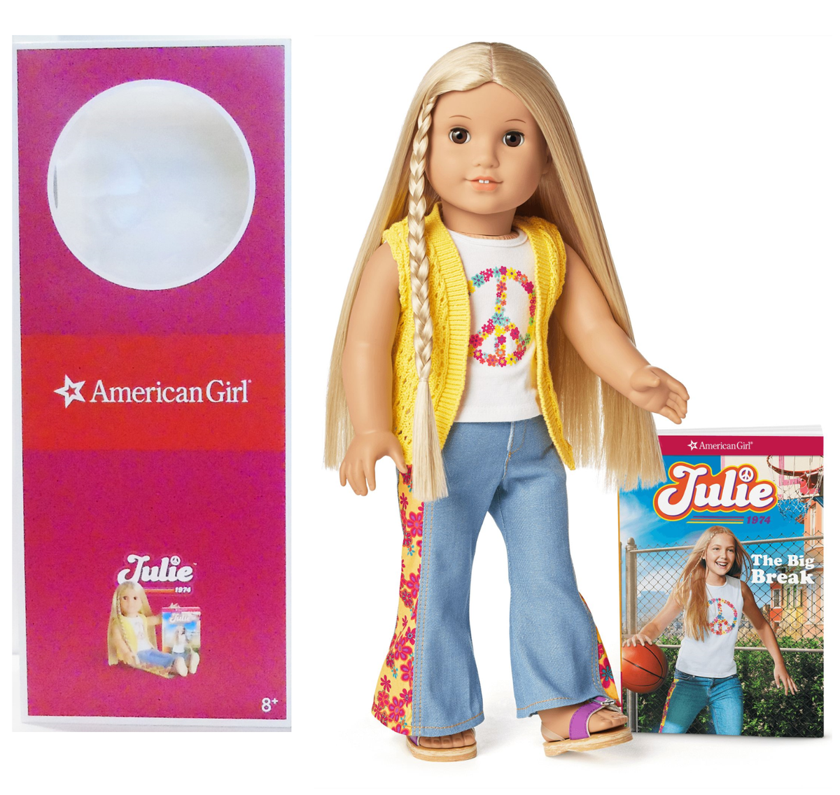 American Girl Doll Julie 1974 Meet Outfit Blonde Brown Eyes Book