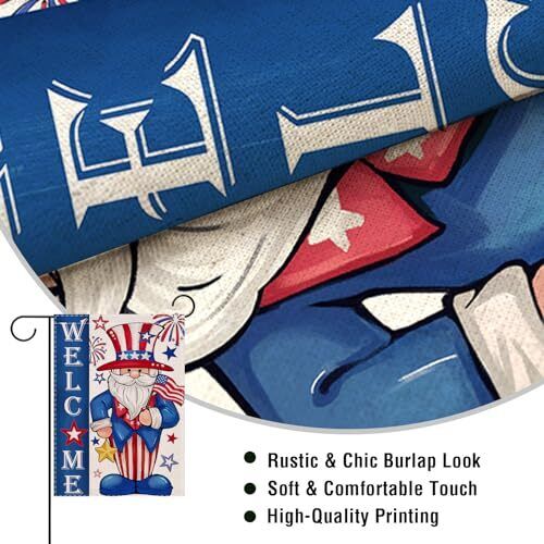 Welcome 4th of July Uncle Sam Patriotic Small Garden Flag (12'' x 18'') - Picture 3 of 7