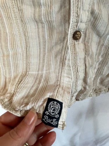Point Zero Orange Label Mens Striped Linen Button Down Shirt Size M - Picture 4 of 12