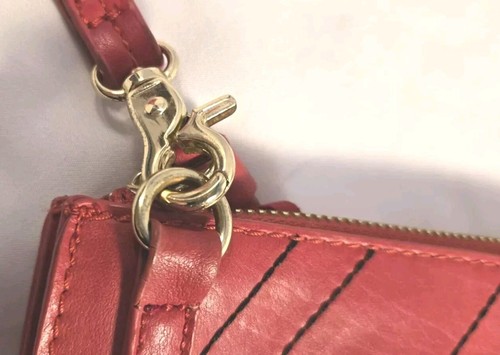 INC international Concepts Red Purse Leather Gold HW Side Fringe Top Zipper... - Picture 4 of 18