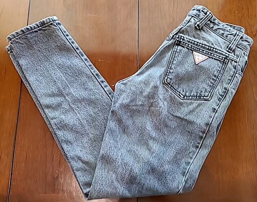 80's Vintage Guess Faded Black Jeans Tapered Leg Style 15050 Cut 10646 W Size 28 - Picture 5 of 15