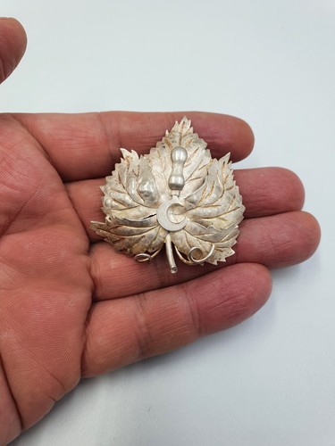 Schöne Vintage massives Silber Traubenblatt Pin Brosche - Bild 2 von 7