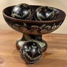 Hand Painted Decorative  Wood Bowl With 3 Balls