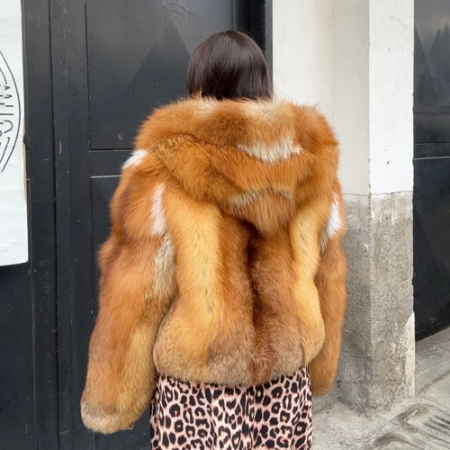 Winter Damen Rot Fuchs Pelz Mantel Damen Luxus Mäntel Kurz Jacken Oberbekleidung - Bild 5 von 34