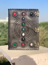 Handmade Leather Journal Seven Stone Lined Unlined Notebook Diary Black Diary