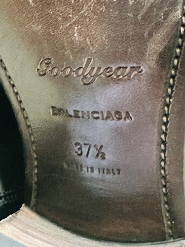 BALENCIAGA POLISH CALFSKIN CHELSEA ANKLE BOOTS WOMEN SZ 37.5/US 7.5 BLACK WHITE - Picture 10 of 14