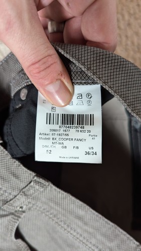 Brax Good Men Pants 36x34 Geometric Pattern Cooper Fancy Regular Fit Dark Gray - Picture 6 of 9