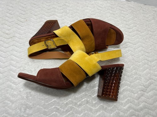 Chie Mihara Multicolor Suede Slingback Sandal Pumps Women’s 38.5 Made In Spain - Picture 10 of 13