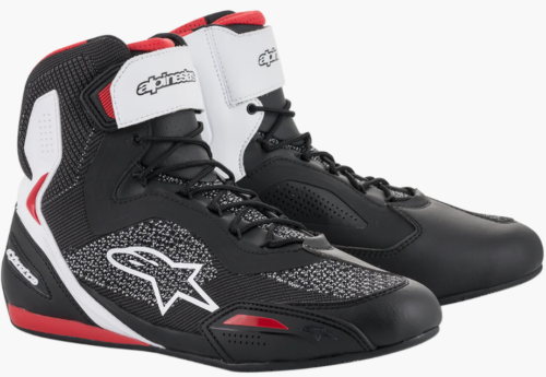 Alpinestars Faster 3 Rideknit Shoe Black White Red Short Motorcycle Boot New - Picture 1 of 6
