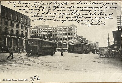 Canton Ohio Public Square Antique Postcard c1900