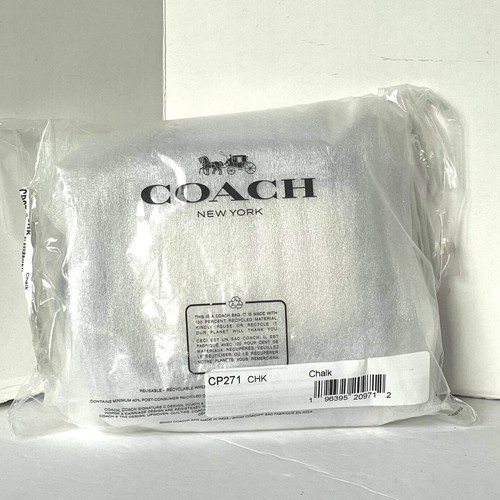 Coach Mini Crossbody Pouch White Crossgrain Leather CP271 Cards Earbuds Case - Picture 3 of 8