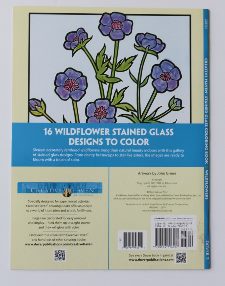 NEW Creative Haven Wildflowers Stained Glass Coloring Book ...