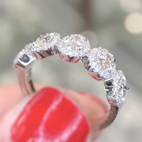 Schöner Ehering Ring mit simuliertem Diamanten im Ovalschliff in 14 Karat Weißgold vergoldet - Bild 4 von 5