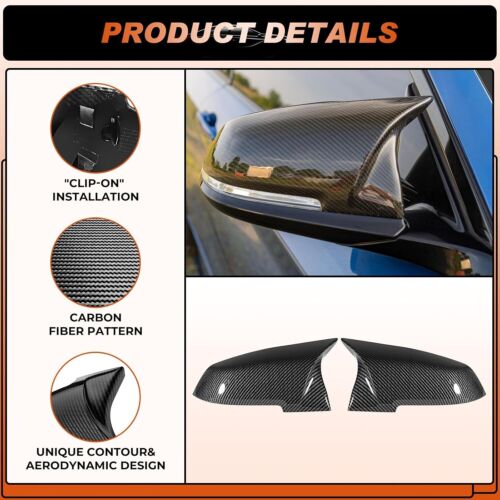 ACLONG Carbon Fiber Mirror Cover Caps Rearview Side Mirror Covers Compatible wit - Picture 6 of 7