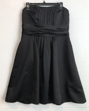 David’s Bridal A-Line Dress Women 10 Black Strapless Sweetheart Neck Short Zip