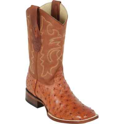 Los Altos Genuine BRANDY Ostrich Square Toe Western Cowboy Boot D 8220364
