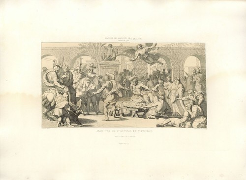 Martyre de Saint Gervais & Saint Protais d'après Eustache Lesueur Gravure XIXe - Picture 3 of 3