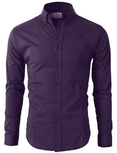 Herren Freizeit Hemd Button Down Slim Fit Langarm Formelle Hemden PS24 - Bild 16 von 16