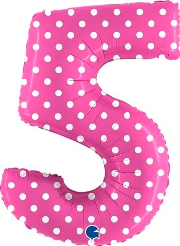 Toyland® 101cm (40") Pink Spotty Foil Number 5 Balloon - Party Decorations - Picture 1 of 1
