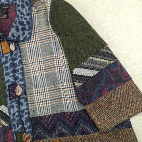 Ali Miles Jacket Womens 3X Patchwork Mixed Media Cardigan Coat Art To Wear Artsy - Imagen 5 de 12