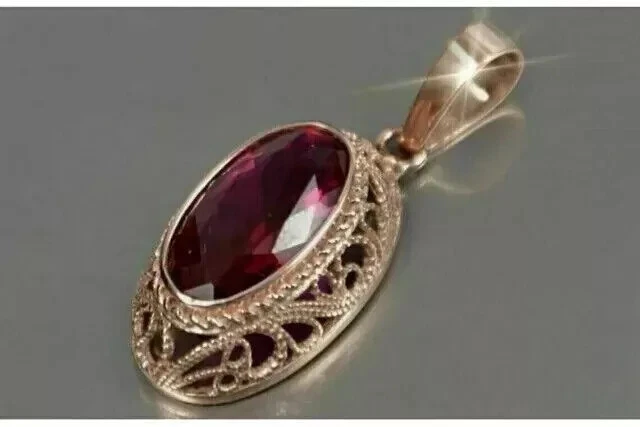 2.90Ct Oval Cut Lab Created Red Ruby Women Wedding Pendant 14K Rose Gold Plated - Image 2 of 4