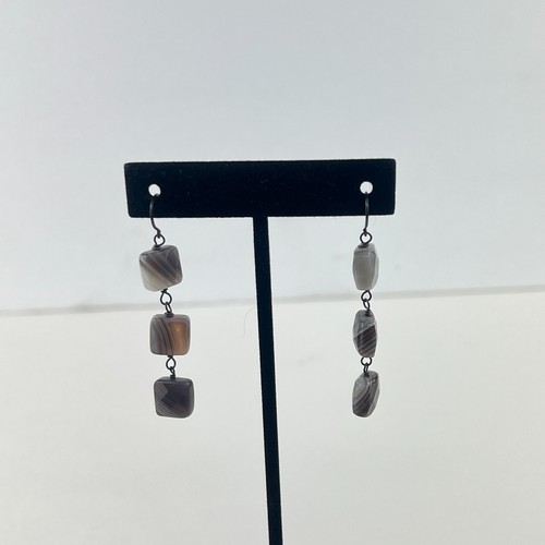 Botswana Agate Sterling Silver Earrings Artisan Handmade Natures Art Jewelry 925 - Picture 5 of 9