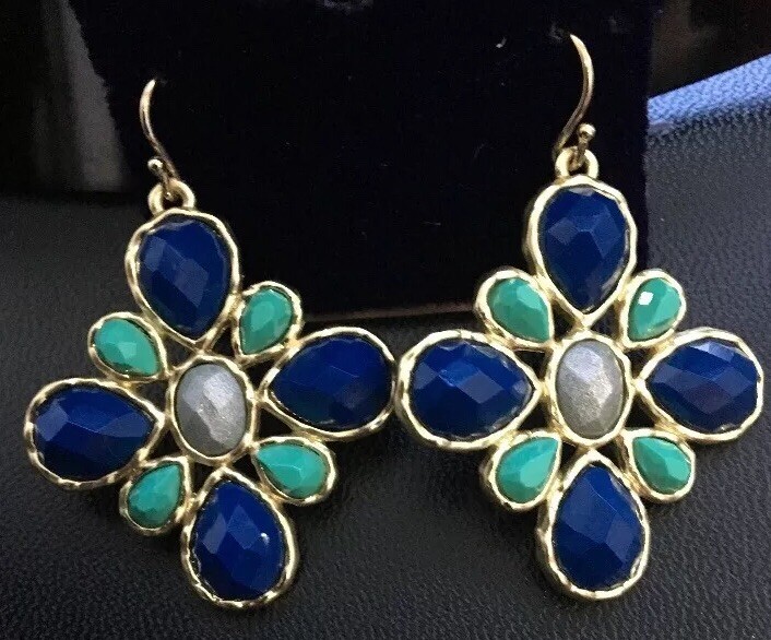 Solaris Statement Earrings, Aqua Glass