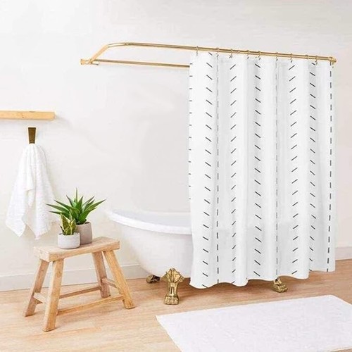 Luka Wohndeko Boho Landhaus weiß schwarz 72x72 cm Duschvorhang mit Haken