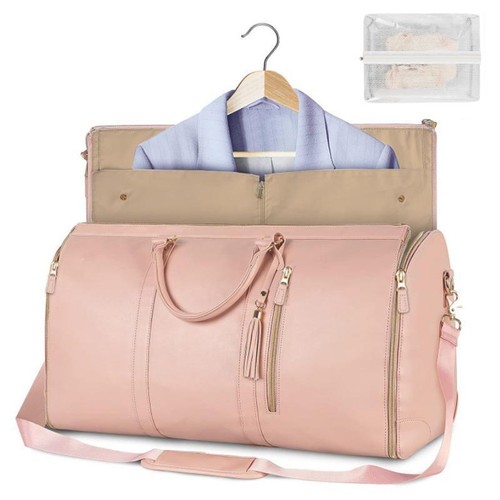 1pc Foldable Women's Travel Convenient Carry-on Clothing Bag Large Pu Leather Du