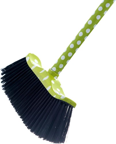 Escoba estampada en lunares, escoba verde diseñada, cerdas negras finas premium 2 piezas - Imagen 3 de 5