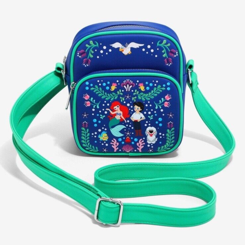 Loungefly Disney The Little Mermaid Ariel & Eric Floral  Folk Crossbody Bag New - Picture 1 of 5