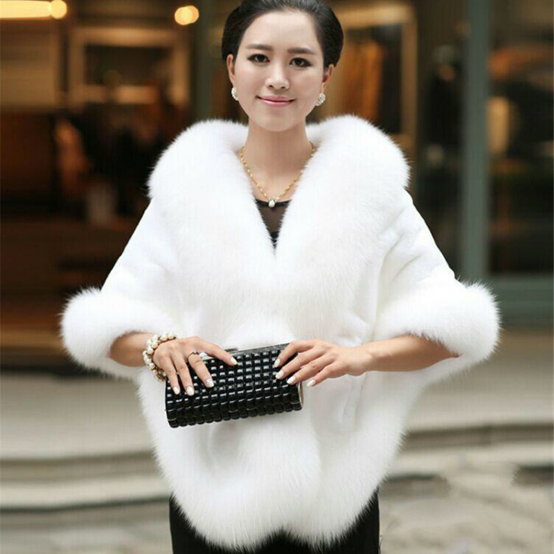 Faux Fur Long Shawl Stole Wrap Fluffy Scarf Cape Coat Warm Bridal ...