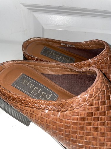 Riveted by Lee Women's Vintage Y2K Slide Sandals size 7 Woven Leather Square Toe - Picture 4 of 10