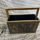 1940’s Asian Wood , Gesso  & Enamel Magazine Rack Appx. 15”x15”x 6”