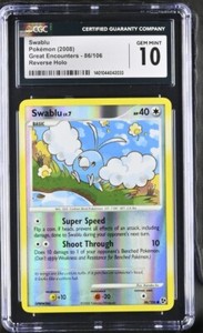 Pokemon Swablu 86/106 Reverse Holo Diamond & Pearl Great Encounters - CGC 10