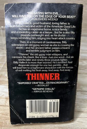 Thinner ~ Stephen King (Richard Bachman) 1985 ~ 1st Signet Print, 1st Run ~ PB - Foto 2 di 16