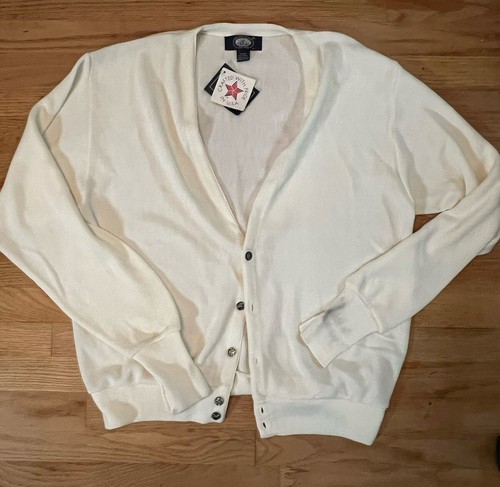 VTG Knights Bridge For Men XL Cream Long Sleeve Cardigan Grandpa Sweater USA