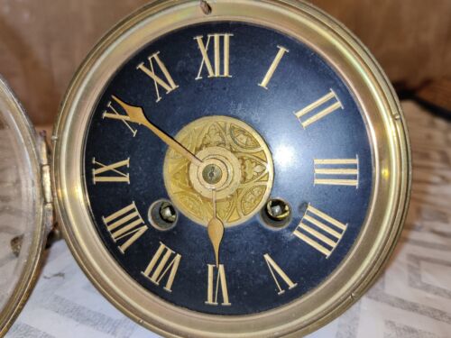 Antiguo movimiento de reloj francés HP & co. campana de dos trenes 12 cm de diámetro - Imagen 4 de 11