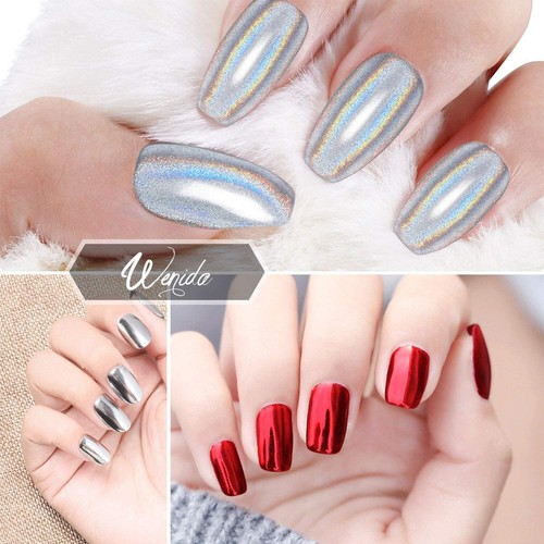 8 Jars Chrome Nail Powder Metallic Mirror Effect Holographic Aurora Nail Art - Picture 5 of 7