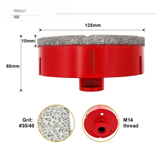 Trapano diamantato 6 mm-125 mm M14 corona trapano piastrellato per smerigliatrice angolare flessibile - Foto 34 di 35
