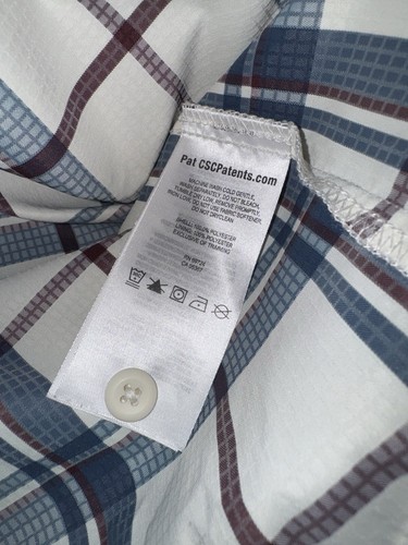 Columbia PFG Omni Shade Short Sleeve Button Up Shirt Mens XL Plaid Blue Check - Picture 4 of 6