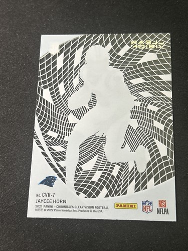Jaycee Horn ROOKIE CARD 2021 Panini Chronicles Clear Vision #CVR-7 Panthers (RC) - Picture 2 of 2