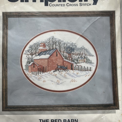 Vintage Simplicity Counted Cross Stitch Kit "The Red Barn" New (Open Item) - Picture 2 of 6