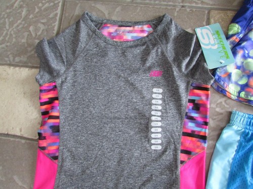 NEW LOT 4 SKECHERS ACTIVE SHORT SLEEVED TOPS & SHORTS GIRLS 4/5 FREE SHIP - Picture 2 of 7