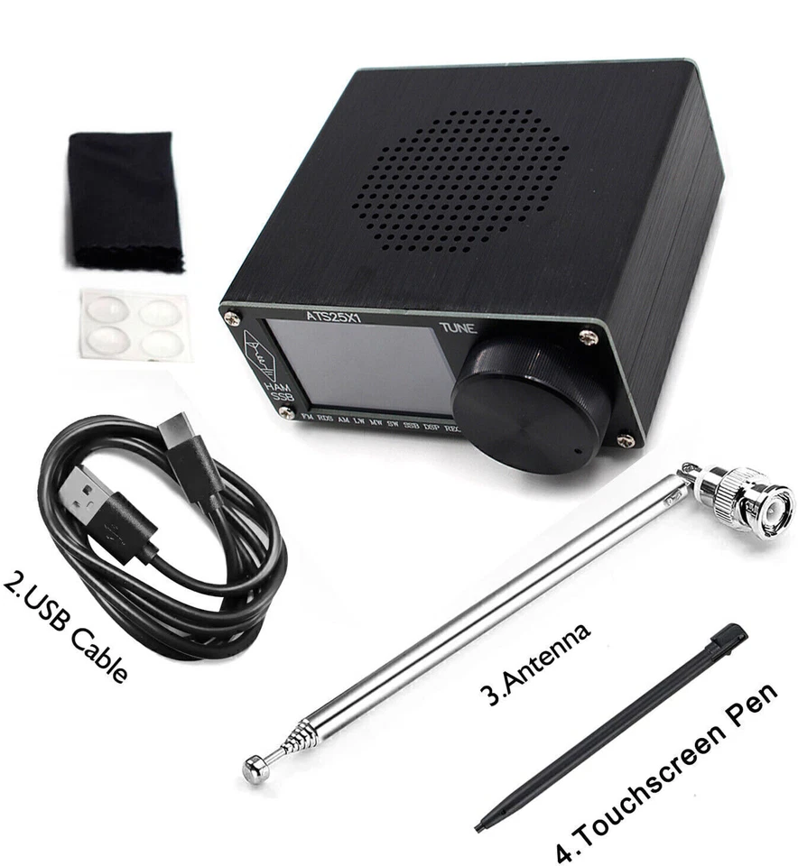 Receptor de rádio banda completa ATS25X1 versão 2.4" tela sensível ao toque Si4732 FM LW MW SSB - Imagem 2 de 4