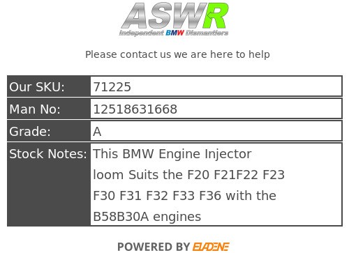 BMW Injector Wiring Loom B58 Petrol F20 F21 M140i F22 F23 M240i 12518631668 - Bild 7 von 12