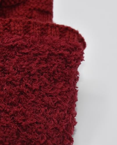 Beanie Fuzzy Fleece Lining Warm Oversized Chunky Soft One Size Dark Red - Bild 5 von 6