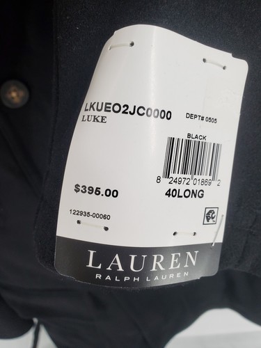 Lauren Ralph Lauren Coat Mens 40 Long Black Wool Blend Peacoat Classic Fit Luke - Picture 9 of 12