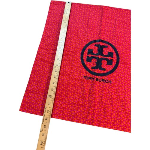 Bolsa antipolvo con logotipo de Tory Burch rosa y naranja almacenamiento con cordón 21" X 21" - Imagen 3 de 4