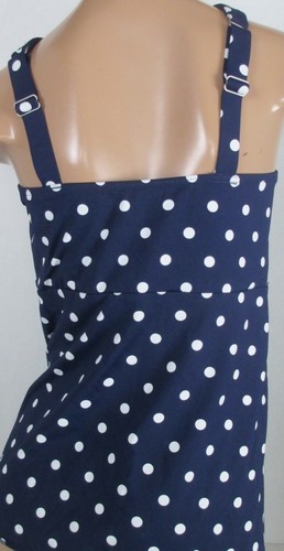 Costume da bagno Tankini LANDS END blu navy a pois collo quadrato top donna 10 coppa D NUOVO - Foto 4 di 10